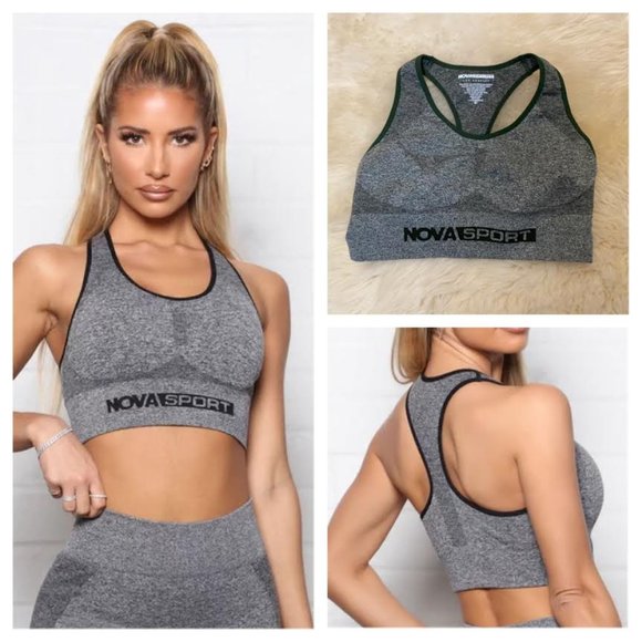 NWOT NOVA SPORT Women M/L No Limits Infinity Seamless Active Sports Bra in Olive - Picture 1 of 5